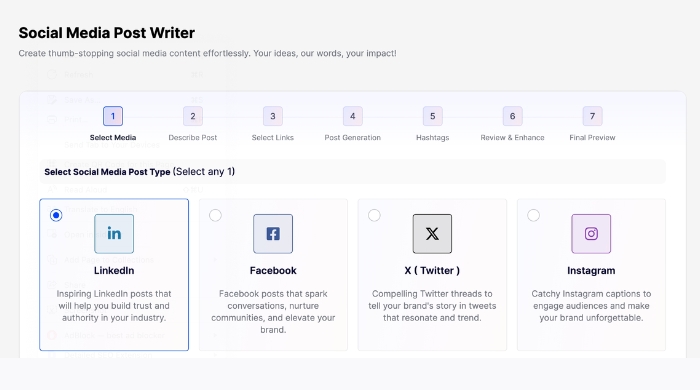 Addlly AI social media post writer