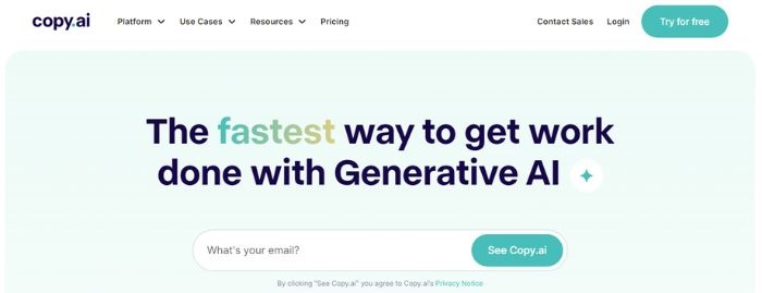 Copy AI Content Writing Tool for SEO