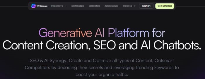 Writesonic Content Creation Platform for SEO