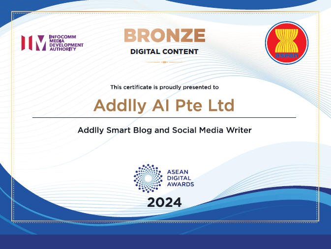 Addlly AI Wins Bronze at ASEAN Digital Awards 2024 for AI Writing Tool