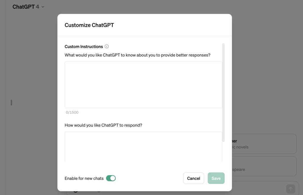 custom instructions for how to use gpt-4