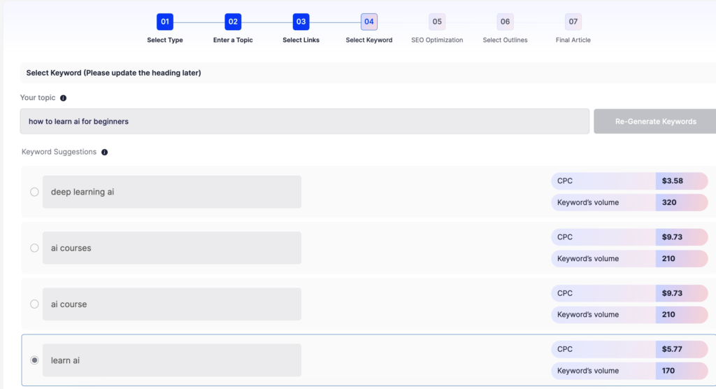 AI SEO Keyword Research with Addlly ai blog writer