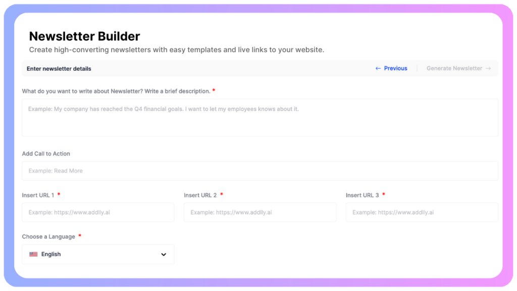 Membuat newsletter yang menarik kini lebih mudah dengan Newsletter Builder. Fitur ini memungkinkan pengguna untuk membuat newsletter yang dipersonalisasi dan terstruktur dengan baik tanpa harus melalui proses manual yang panjang.