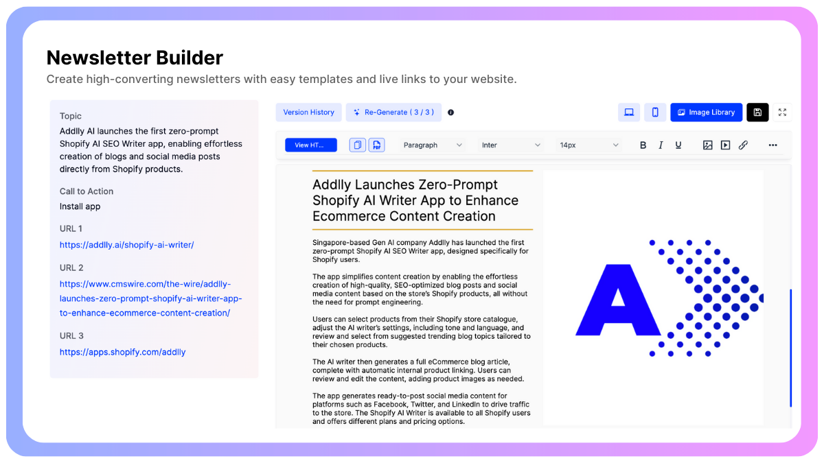 Newsletter Builder Step 3