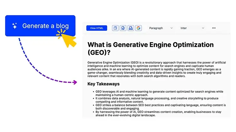 Pemasar dapat membuat blog yang dioptimalkan hanya dengan satu klik menggunakan fitur 1-Click Blogs.