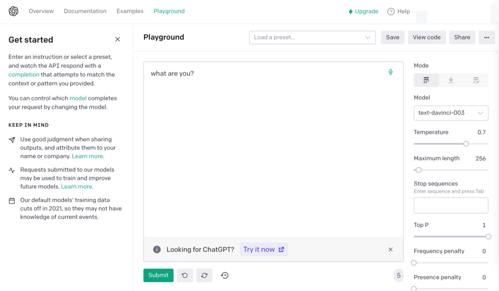 OpenAI Playground