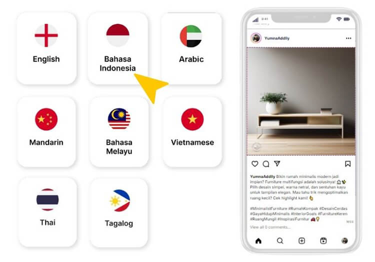 Generate Instagram Posts in Multiple Languages