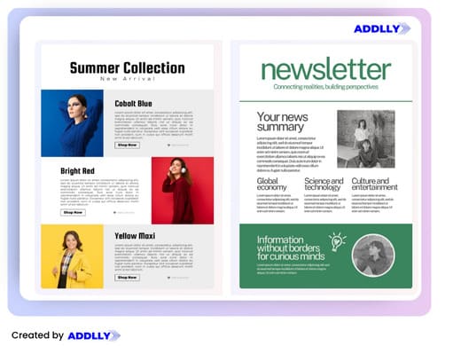 Pilihan template newsletter siap pakai dari Addlly AI