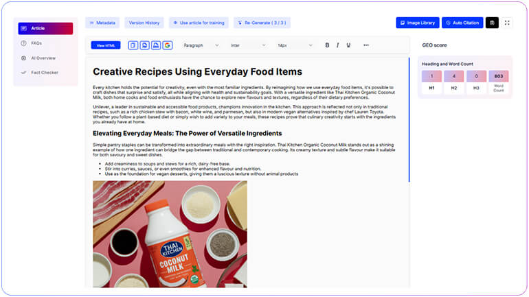 Auto-Generate GEO Content in a few clicks