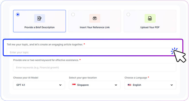 Step 3: Choose Topics and Start Creating