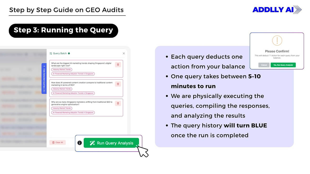 Running Query Analysis in Addlly AI