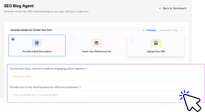 Enter Your Topic and Target Keyword